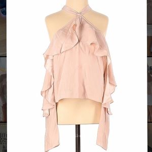 Jay Godfrey Pink Silk Halter Off Shoulder Top 2 XS